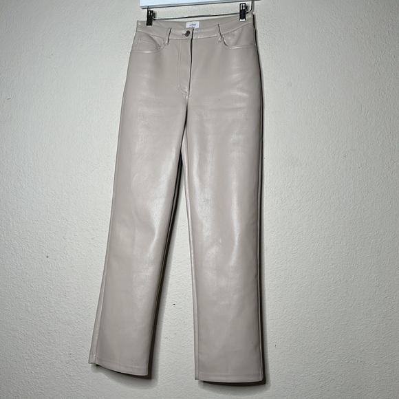 Wilfred The Melina Pant High-waisted Straight Leg Vegan Leather Pans Ivory Sz 2 - Picture 8 of 17